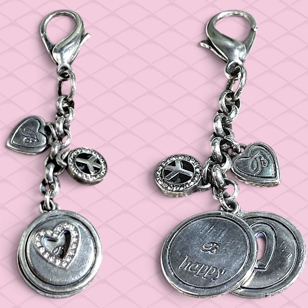Retired Brighton Peace Hearts B Happy Key Fob Charm Keychain 0403